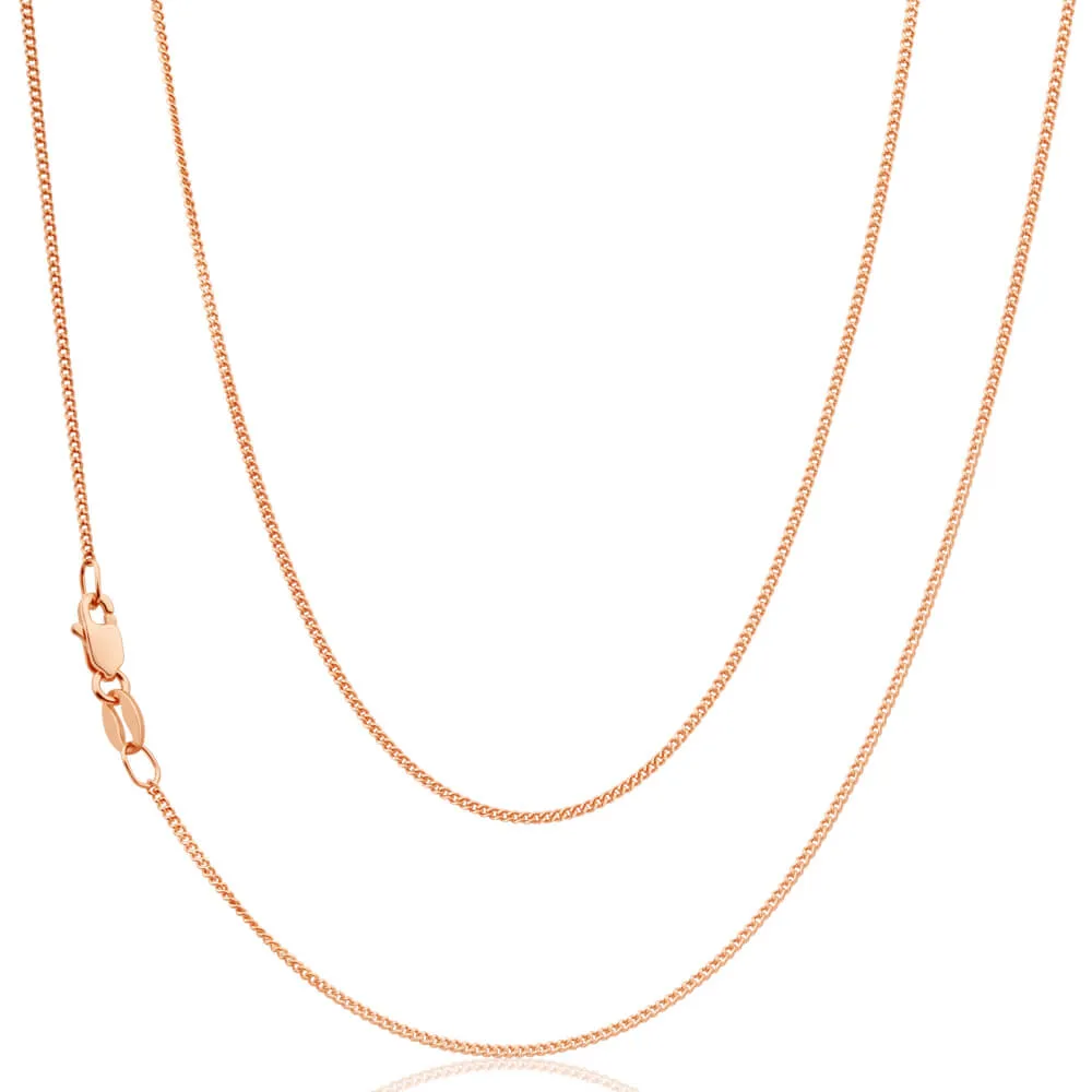 9ct Rose Solid Gold Diamond Cut 45cm 30 Gauge Curb Chain Shiels