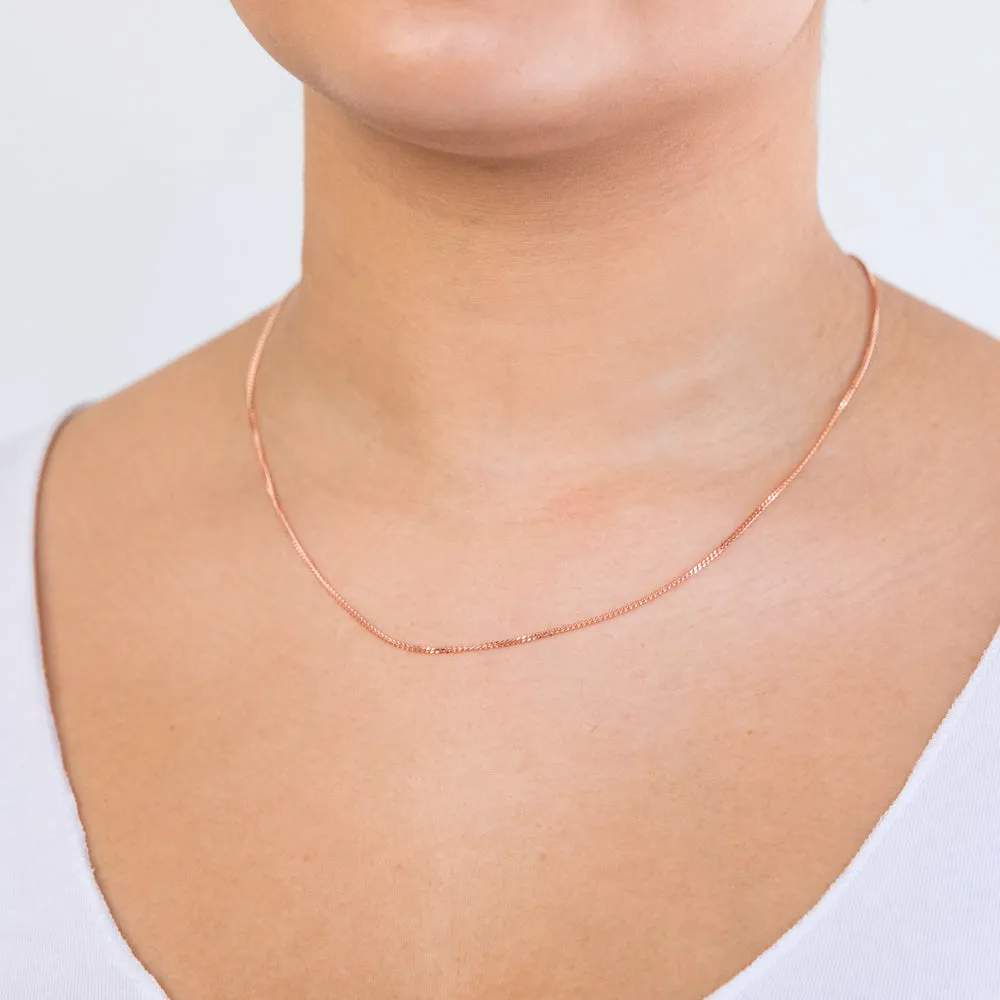 9ct Rose Solid Gold Diamond Cut 45cm 40 Gauge Curb Chain Shiels