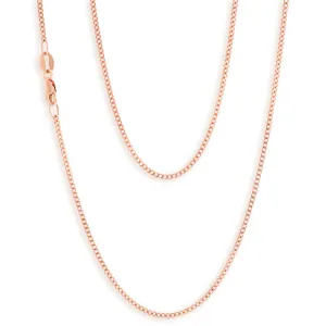 9ct Rose Solid Gold Diamond Cut 45cm 40 Gauge Curb Chain Shiels
