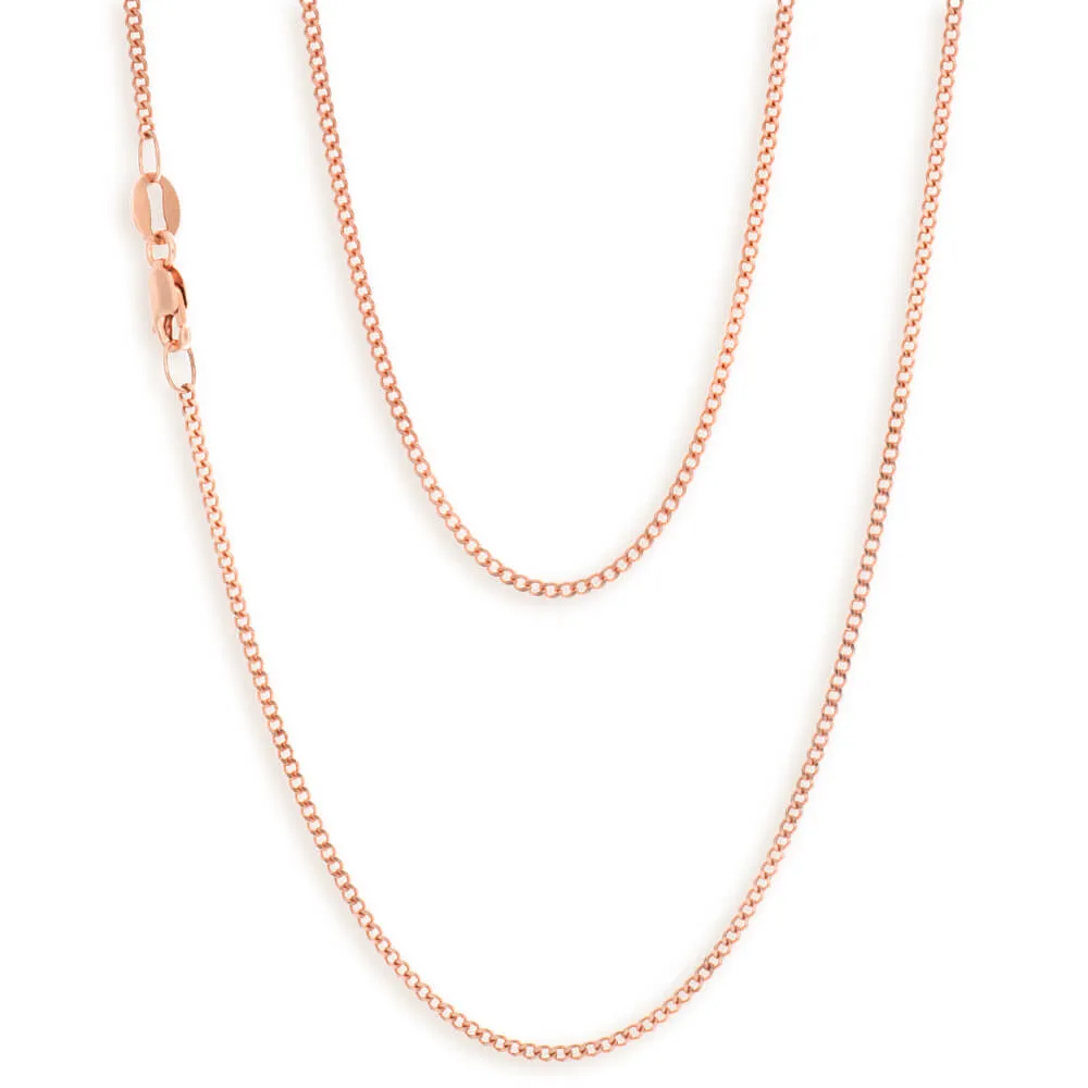 9ct Rose Solid Gold Diamond Cut 45cm 40 Gauge Curb Chain Shiels