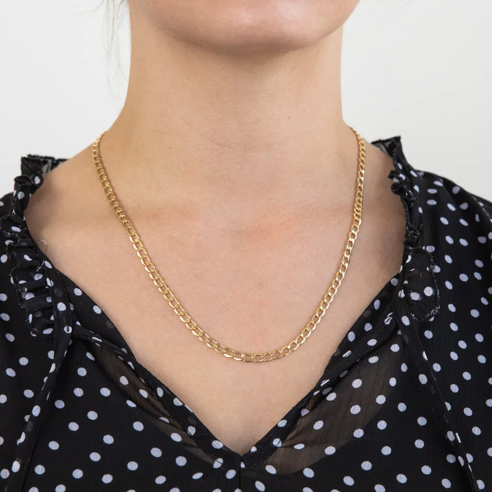 9ct Silverfilled Curb Bev 50cm 100 Gauge Chain Shiels