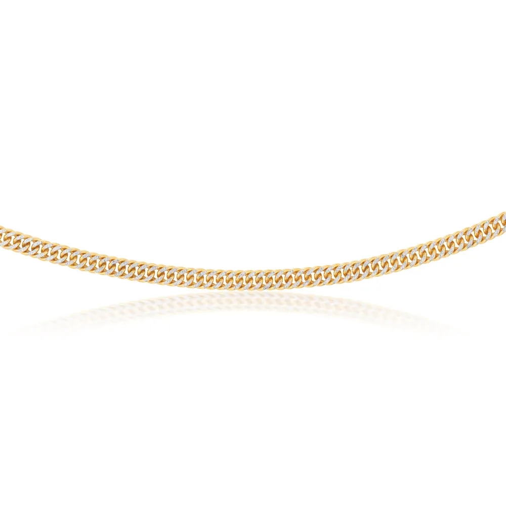 9ct Silverfilled Yellow And White Gold Double Curb 50cm Chain Shiels