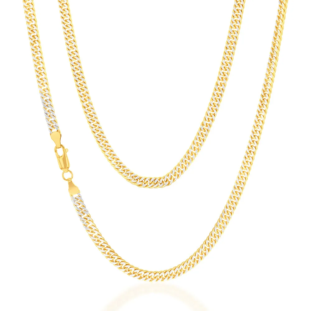 9ct Silverfilled Yellow And White Gold Double Curb 50cm Chain Shiels