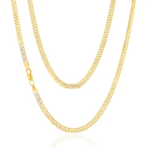 9ct Silverfilled Yellow And White Gold Double Curb 50cm Chain Shiels
