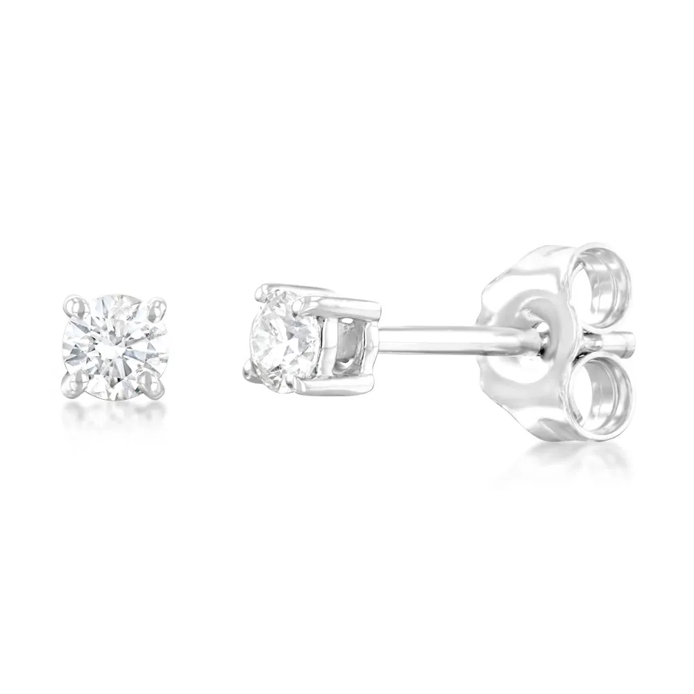 9ct White Gold  0.20 Carat Diamond Stud Earrings Shiels