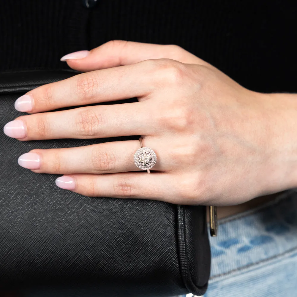 9ct White Gold 0.40 Carat Diamond Halo Ring Shiels