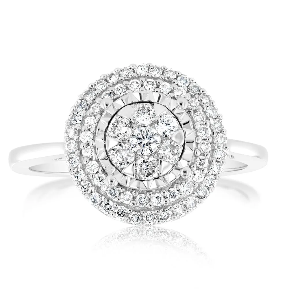 9ct White Gold 0.40 Carat Diamond Halo Ring Shiels
