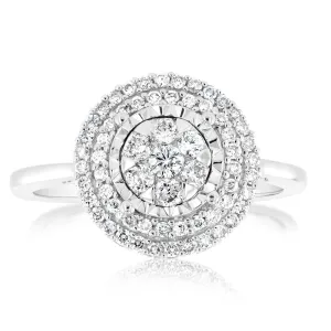 9ct White Gold 0.40 Carat Diamond Halo Ring Shiels
