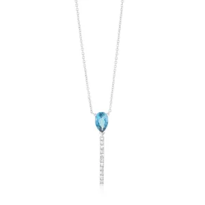 9ct White Gold 0.48Ct Blue Topaz in 10 Diamonds Shiels