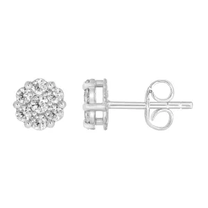 9ct White Gold 1 Carat Diamond Cluster Stud Earrings Shiels
