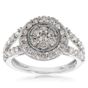 9ct White Gold 1 Carat Diamond Round Shape Cluster  Ring Shiels