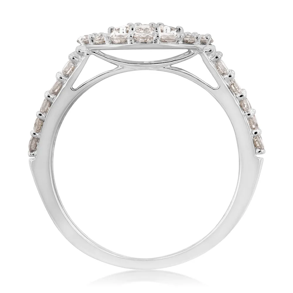 9ct White Gold 1 Carat Diamond Round Shape Cluster  Ring Shiels