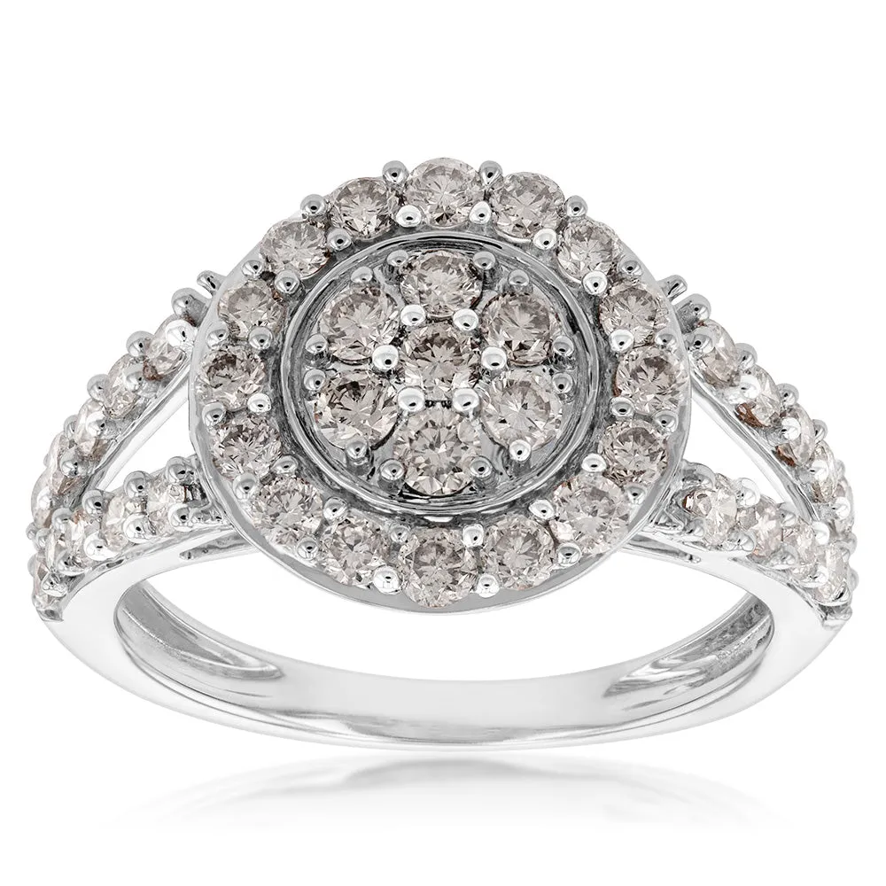 9ct White Gold 1 Carat Diamond Round Shape Cluster  Ring Shiels