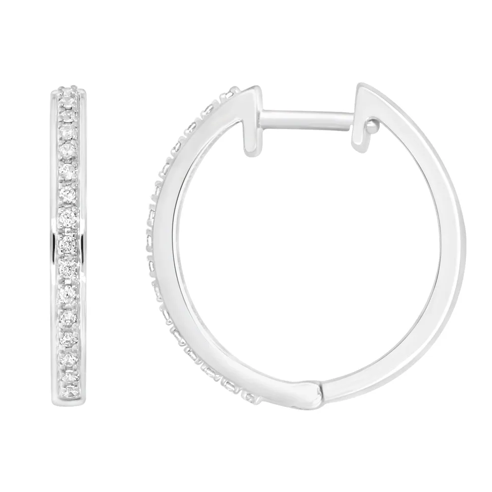 9ct White Gold 1/10 Carat Diamond Huggie Earrings Shiels