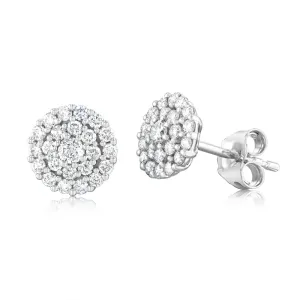 9ct White Gold 1/2 Carat Diamond Cluster Stud Earrings Shiels