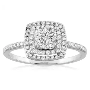 9ct White Gold 1/2 Carat Diamond Ring With 73 Brilliant Cut Diamonds Shiels