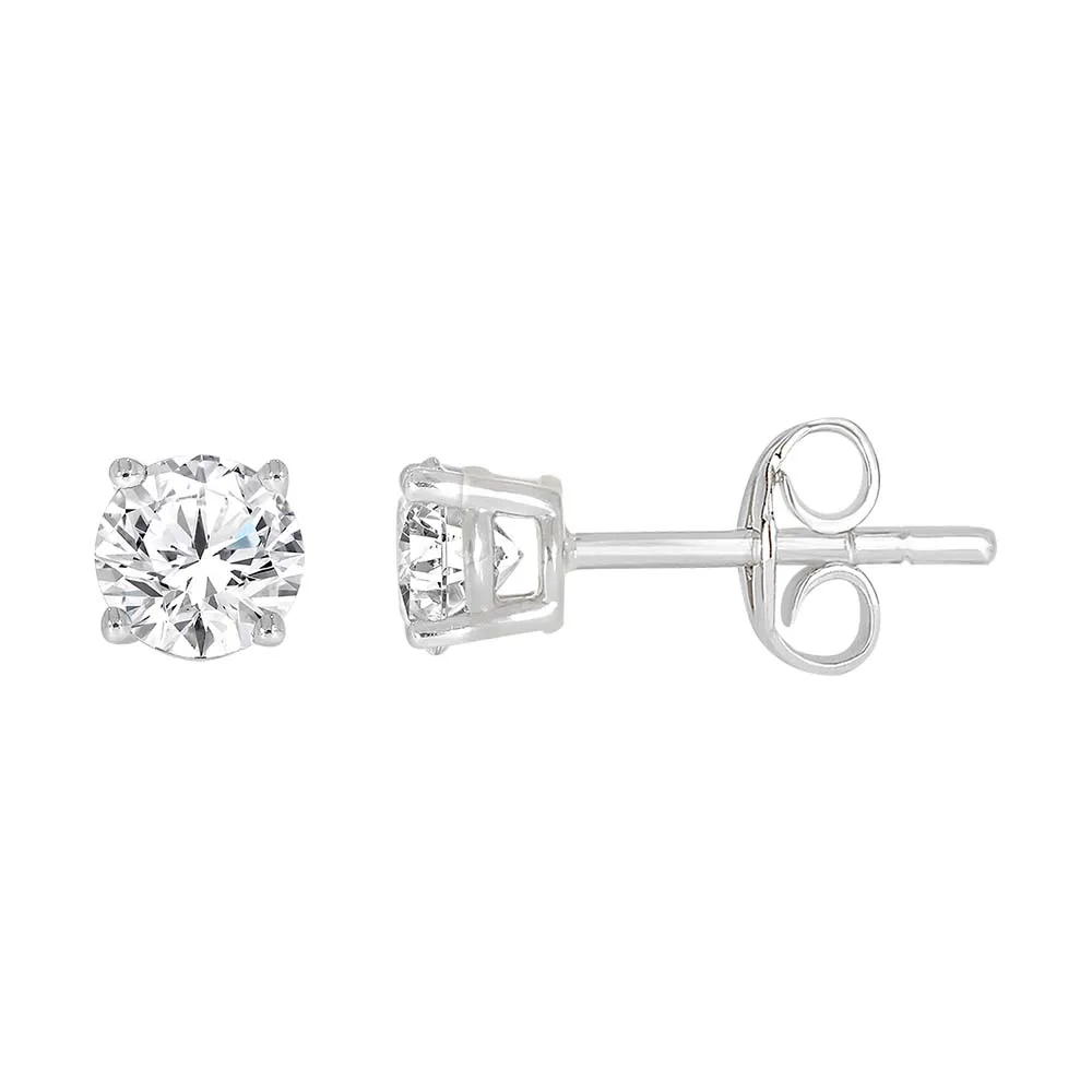9ct White Gold 1/2 Carat Diamond Stud Earrings Shiels