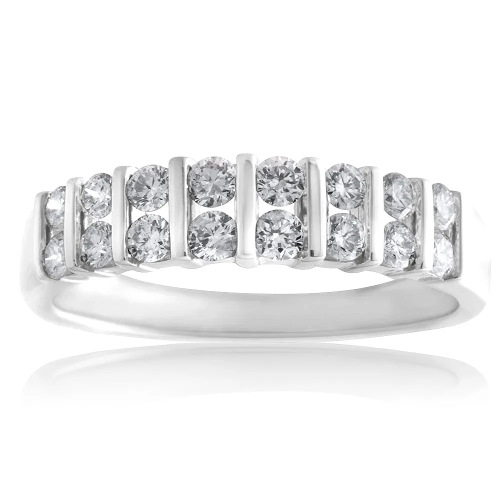 9ct White Gold 1/2 Carat Double Row Channel Set Diamond Ring Shiels