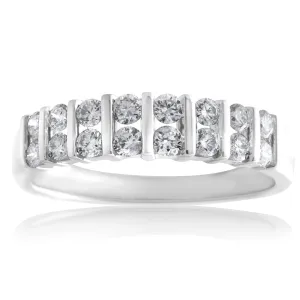 9ct White Gold 1/2 Carat Double Row Channel Set Diamond Ring Shiels