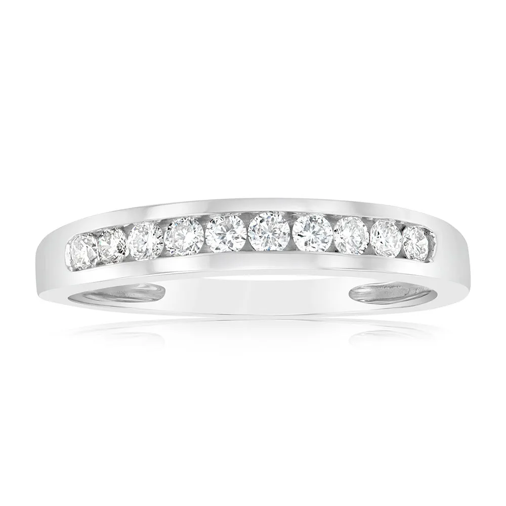 9ct White Gold 1/4 Carat Diamond Eternity Ring with 10 Brilliant Cut Diamonds Shiels