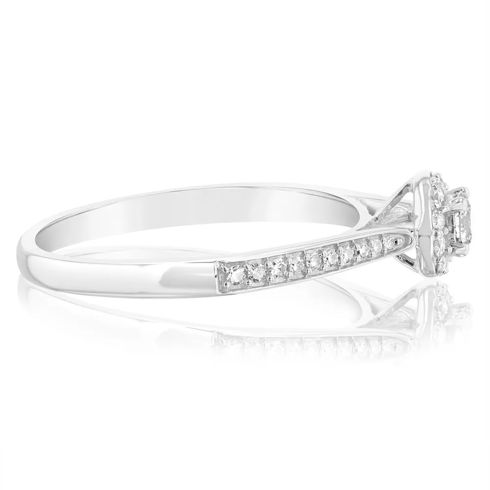 9ct White Gold 1/4 Carat Diamond Halo Solitaire Ring Shiels