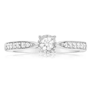 9ct White Gold 1/4 Carat Diamond Knife Edge Ring Shiels