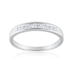 9ct White Gold 1/4 Carat Diamond Ring Set With 10 Princess Cut Diamonds Shiels