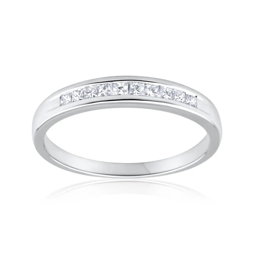 9ct White Gold 1/4 Carat Diamond Ring Set With 10 Princess Cut Diamonds Shiels