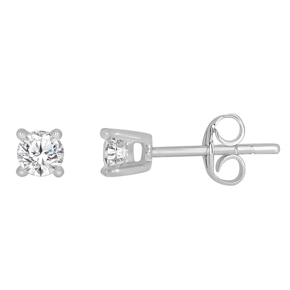 9ct White Gold 1/4 Carat Diamond Stud Earrings Shiels