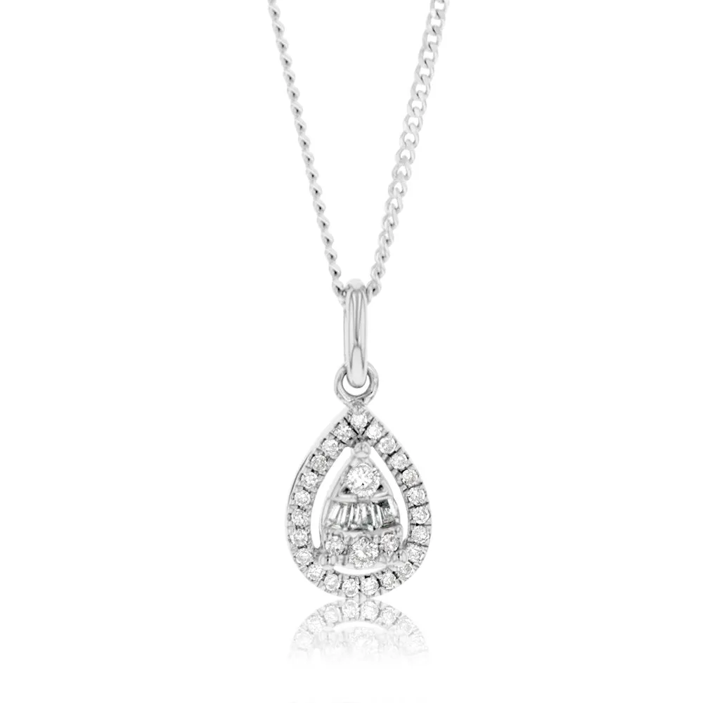 9ct White Gold 1/6 Carat Pear Shape Diamond Pendant Shiels