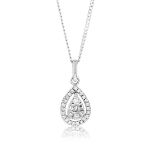 9ct White Gold 1/6 Carat Pear Shape Diamond Pendant Shiels