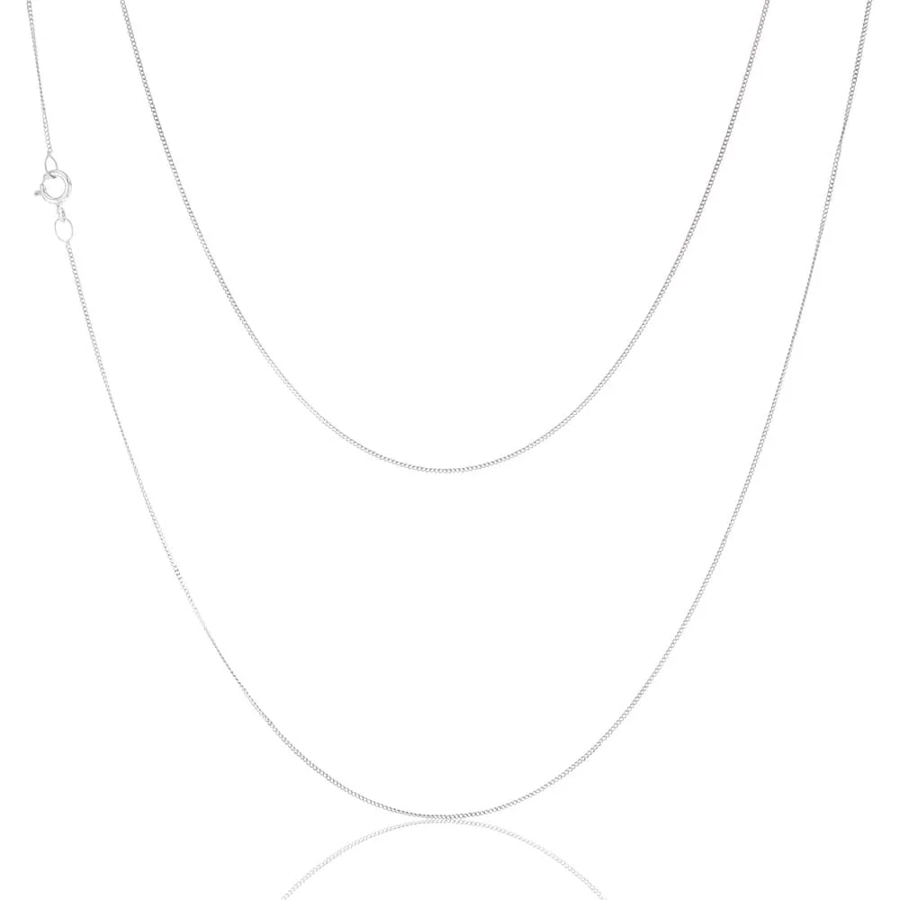 9ct White Gold 18 Gauge Fine Curb 41cm Chain Shiels