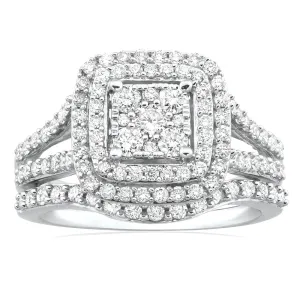 9ct White Gold 2 Ring Bridal Set With 1.2 Carats Of Diamonds Shiels