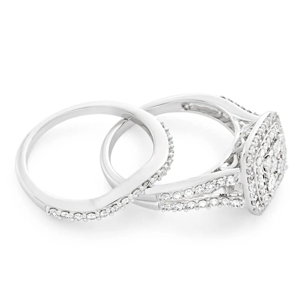 9ct White Gold 2 Ring Bridal Set With 1.2 Carats Of Diamonds Shiels