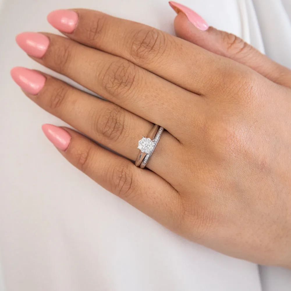 9ct White Gold 2 Ring Bridal Set With 1/3 Carats Of Brilliant Cut Diamonds Shiels