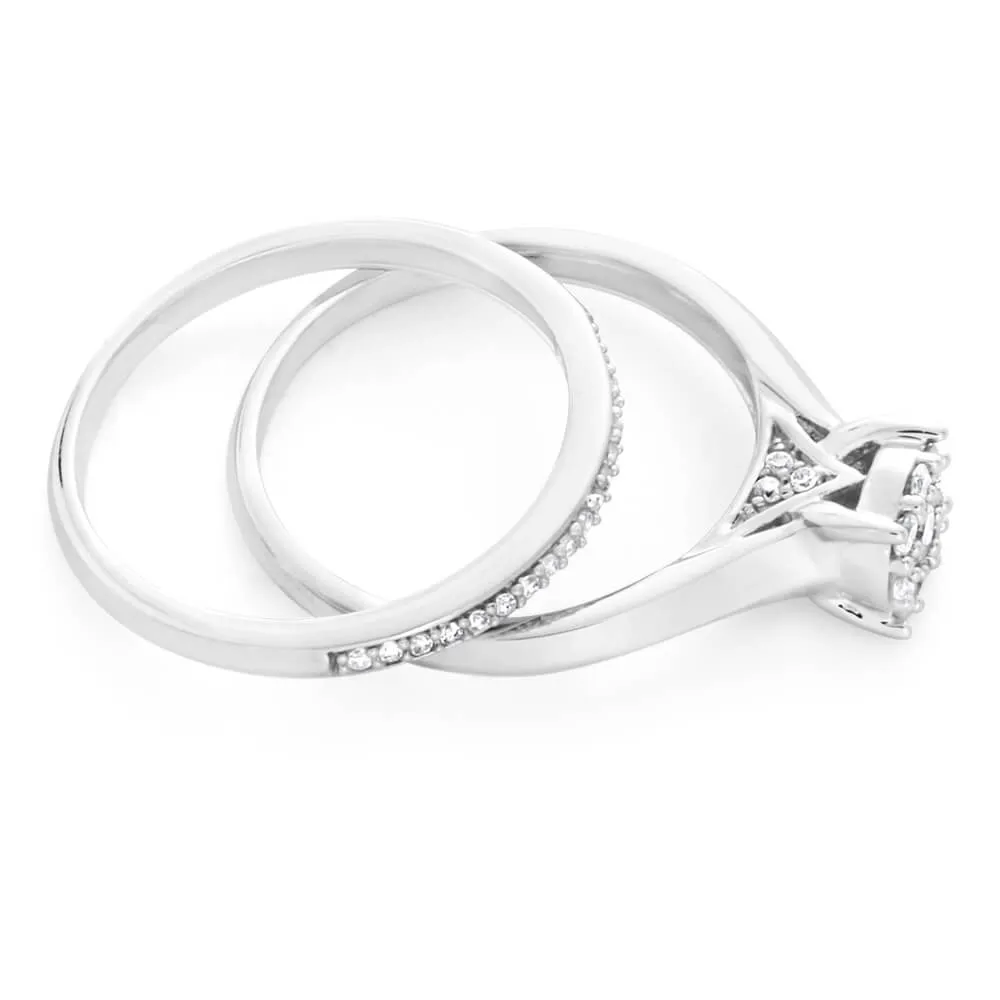 9ct White Gold 2 Ring Bridal Set With 1/3 Carats Of Brilliant Cut Diamonds Shiels