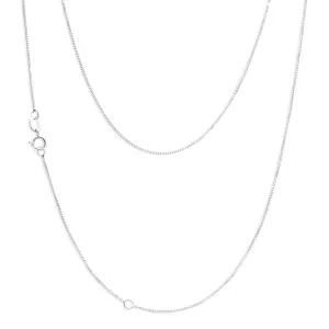 9ct White Gold 45cm Box Chain With Extender Shiels