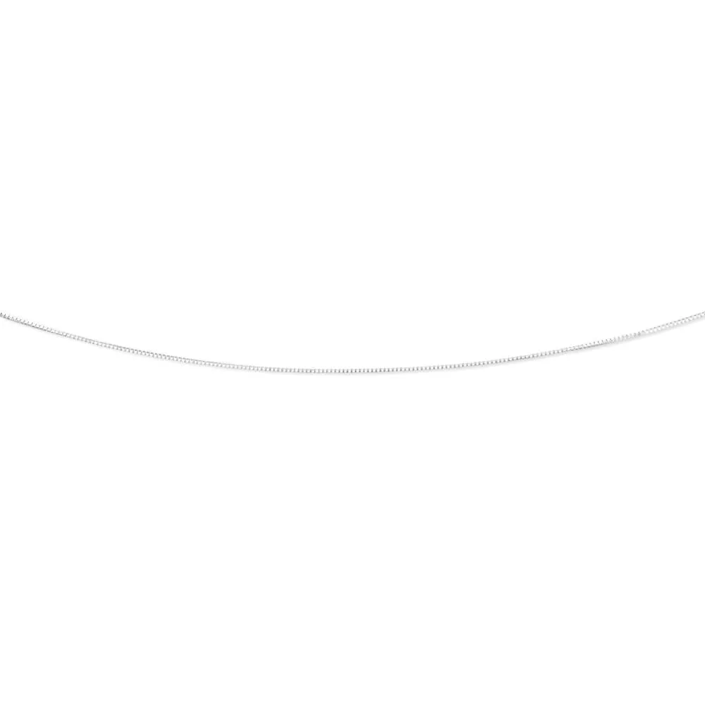 9ct White Gold 45cm Box Chain With Extender Shiels