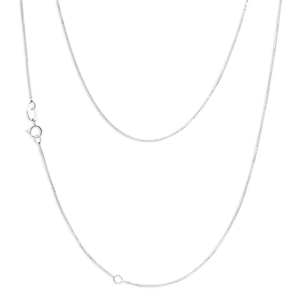 9ct White Gold 45cm Box Chain With Extender Shiels