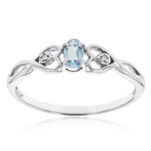 9ct White Gold 5x3mm Oval 0.21ct Aquamarine and Diamond Ring Shiels