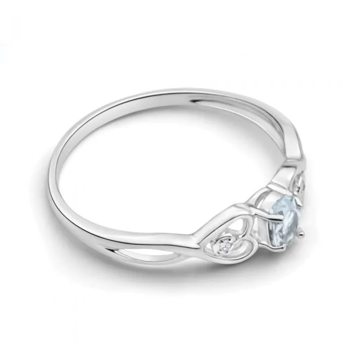 9ct White Gold 5x3mm Oval 0.21ct Aquamarine and Diamond Ring Shiels