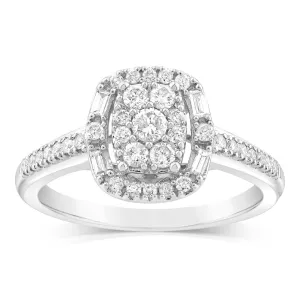 9ct White Gold Cushion Shaped Ring in 0.40 Carat Natural Diamonds Shiels