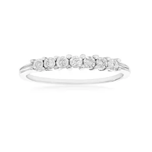 9ct White Gold Diamond Ring Set With 7 Brilliant Cut Diamonds Shiels