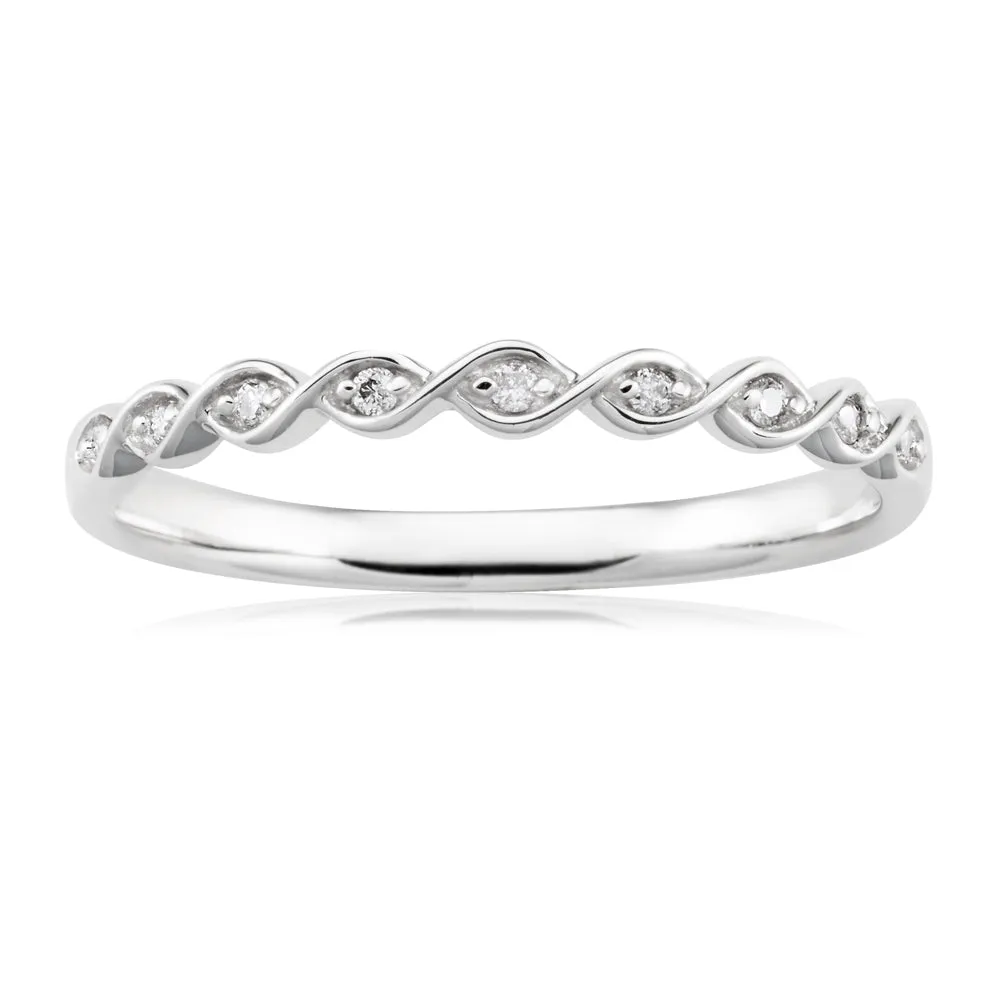 9ct White Gold Diamond Ring with  9 Brilliant Diamonds Shiels
