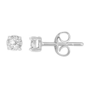 9ct White Gold Diamond Stud Earrings 18 Brilliant Cut Diamondss Shiels