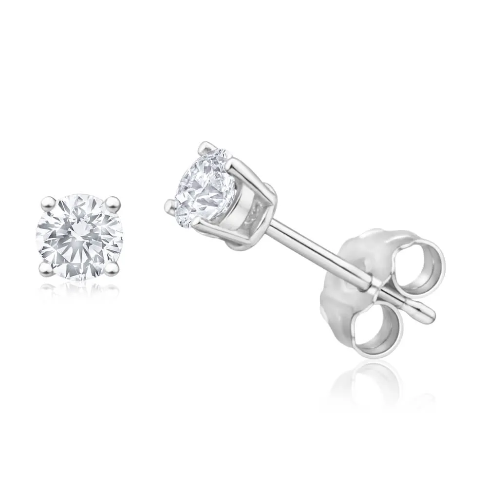 9ct White Gold Diamond Stud Earrings Shiels