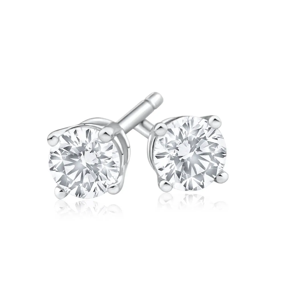 9ct White Gold Diamond Stud Earrings Shiels