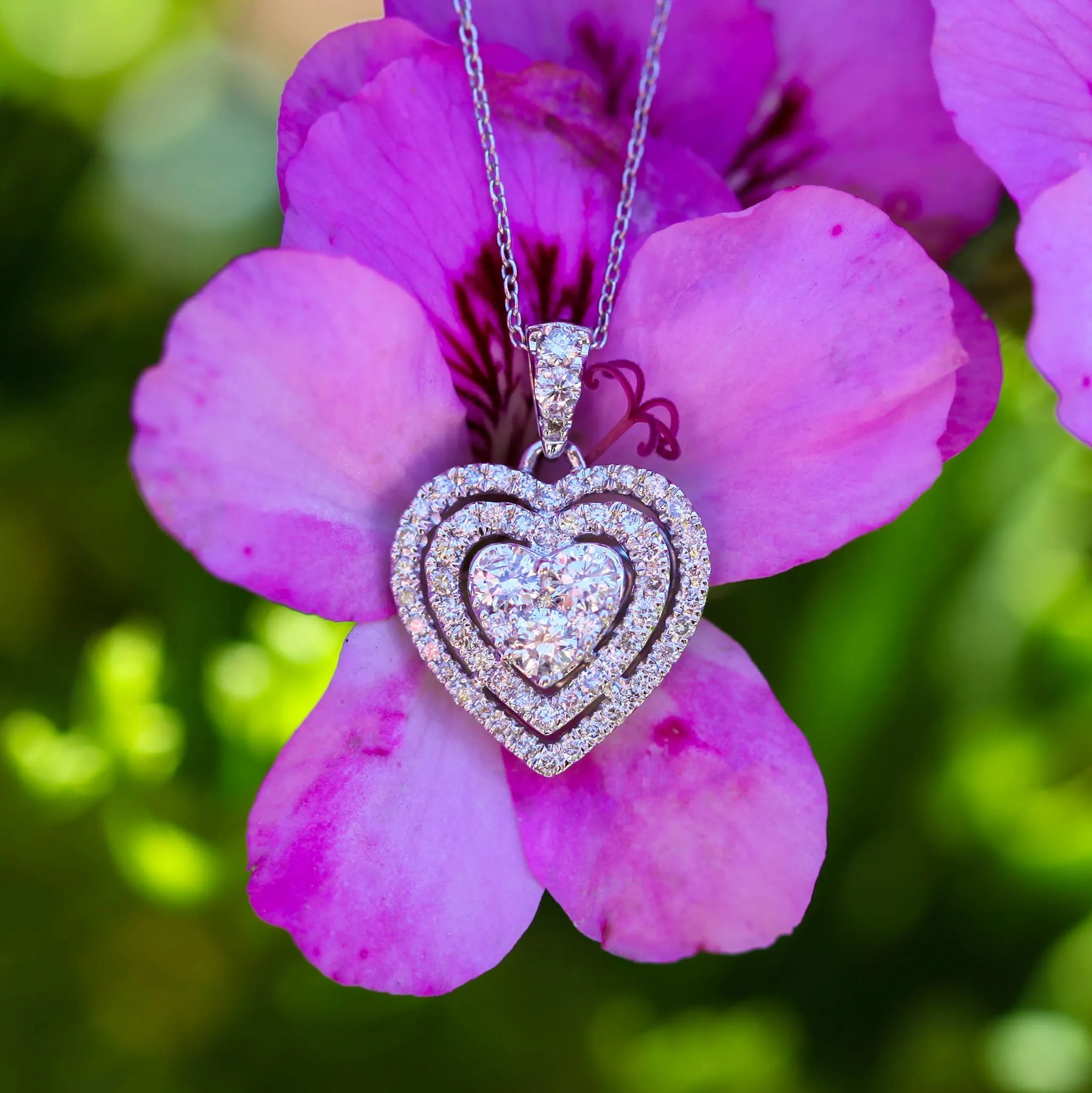 9ct White Gold Divine 1 Carat Diamond Heart Pendant on 45cm Gold Chain Shiels