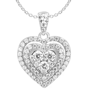 9ct White Gold Divine 1 Carat Diamond Heart Pendant on 45cm Gold Chain Shiels