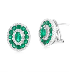 9ct White Gold Emerald And Diamond Fancy Earrings Shiels